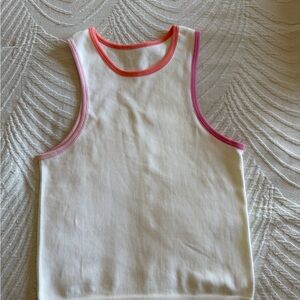 Forever 21 White Tank Top with Pink and Orange Trim